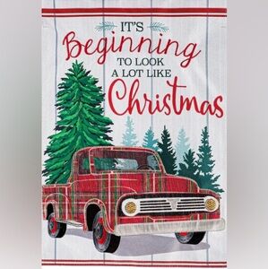 Christmas Red Plaid Truck Garden Flag